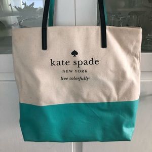 Kate Spade Bon Shopper Teal Stripe